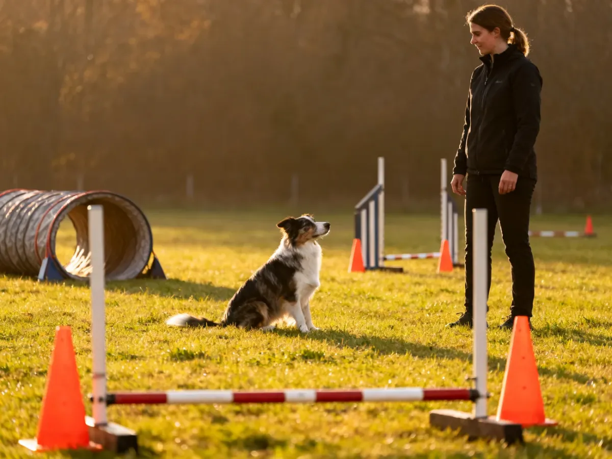 Bezpieczny, prosty tor agility dla początkującego psa
